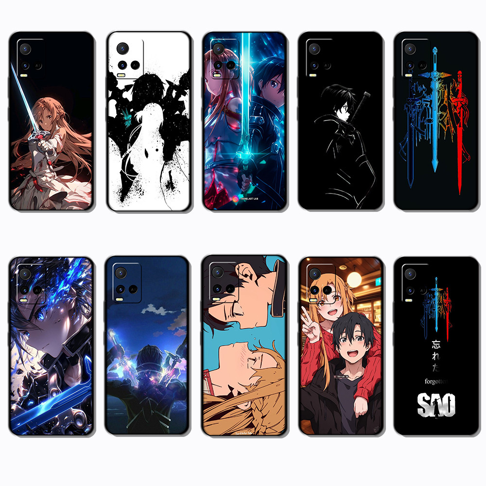 สําหรับ Vivo V19 V20 V21 V21E V25 V25E 1606 G14 ดาบศิลปะออนไลน์ชายแดนสีดําเคสโทรศัพท์ TPU | ยืดหยุ่น