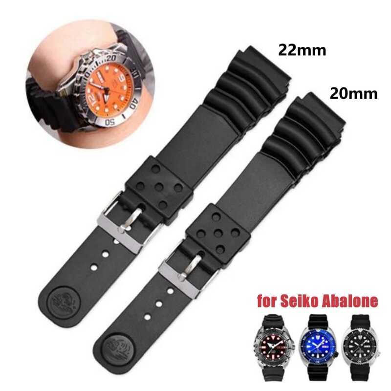 C Enjoy Shop 20Mm 22Mm Sport Silicone Watchband For Watch Strap Black Men Waterproof Diving Rubber