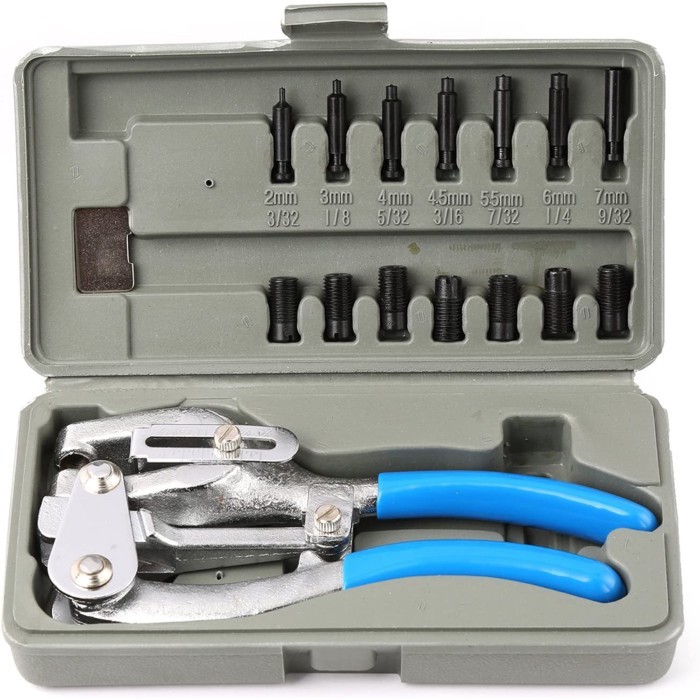 Hand Held Power Punch and Sheet Metal Hole Punch Kit Various Size Hole Punch in 3/32" to 9/32"