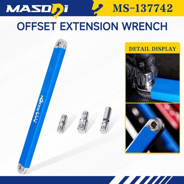 Masdsi 15-inch Offset Extension Wrench 3/8" Offset Impact-Ready Socket Wrench Tool with Versatile 1