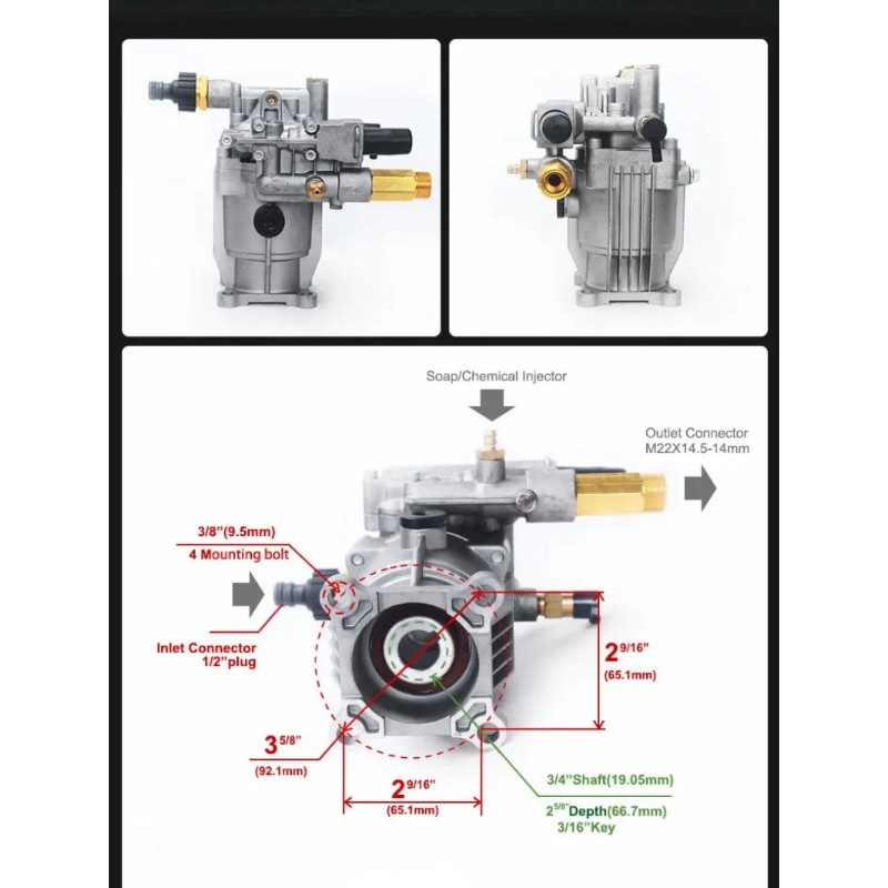 High Power Booster  Car Wash Pump Reciprocating Pump High Pressure Washer Pump Head