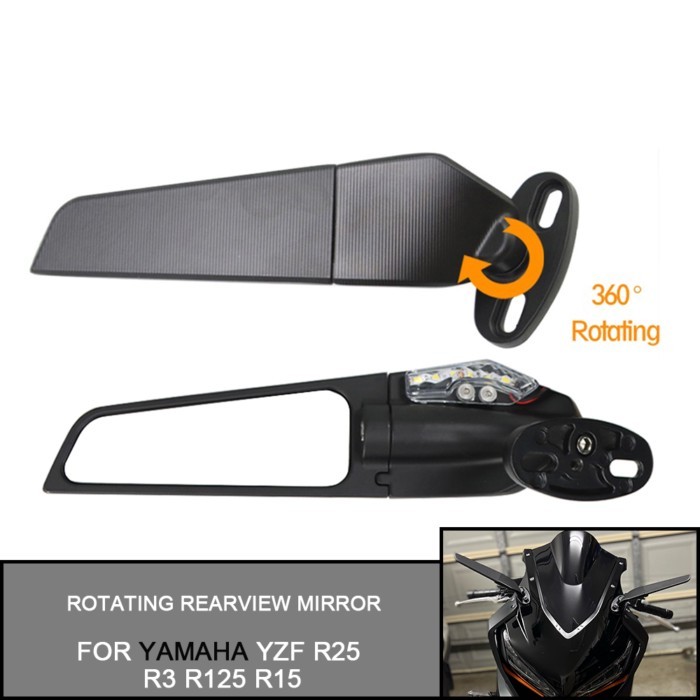 For YAMAHA YZF R25 R3 R125 R15 Motorcycle Mirrors Modified Wind Wing Adjustable 360° Rotating Rearv
