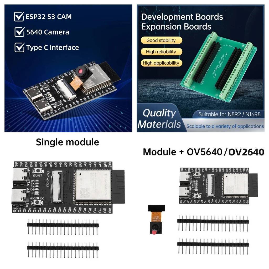 ESP32-S3 CAM บอร์ดพัฒนา WiFi บลูทูธโมดูล Onboard ESP32-S3-1 N16R8 โมดูล Dual TYPE-C OV2640/OV5640