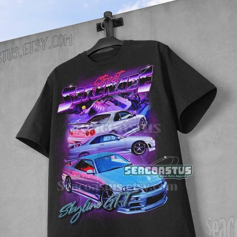 เสื้อยืด Retro 90 ออกแบบกราฟิก Vintage RB26DETT และ Skyline R34 ของขวัญสำหรับแฟน JDM