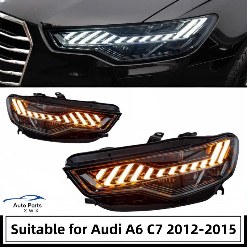 Suitable for Audi A6L C7 12-15headlight assembly, RS6 model, A7 model design, LED flow steering, no