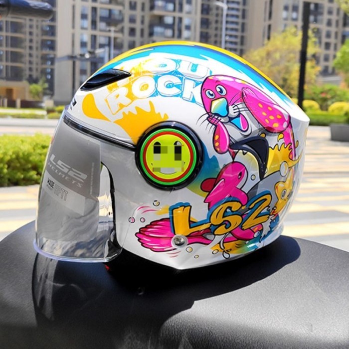 Original LS2 OF602 Children Motorcycle Helmet Cartoon Half Helmet Summer Kids Safety Helmet Protect