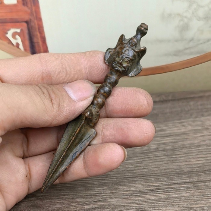 Vintage Tantric Ritual Instrument Ornament Home Use Ritual Vajra Antique Imitation Patina