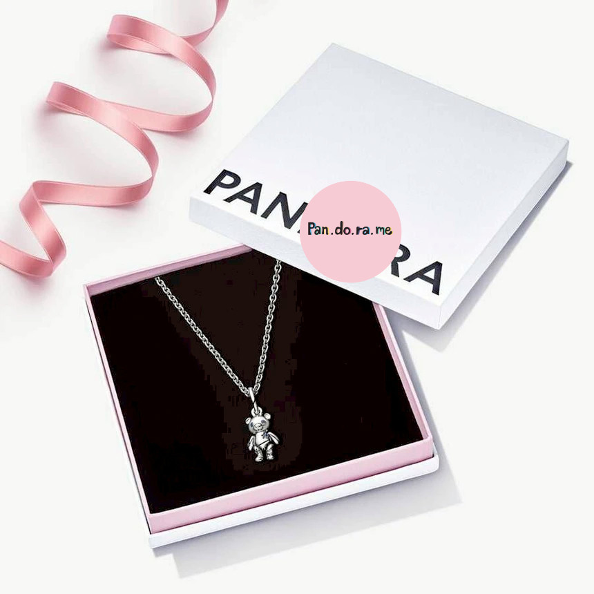 [พร้อมส่ง สินค้าแท้ ] สร้อยคอแพน.โด.ร่า รุ่น Teddy bear. necklace Gift Set (60 cm.) (แถมกล่อง)