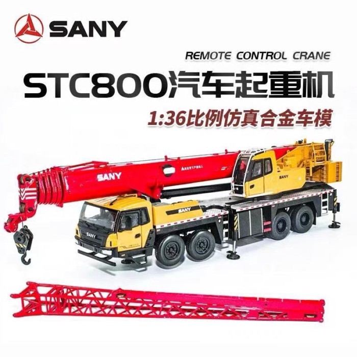 พร้อมสต็อก Sany Original Factory STC800T6 Full Ground Crane 1: 36 Alloy Engineering Crane Toy Displa