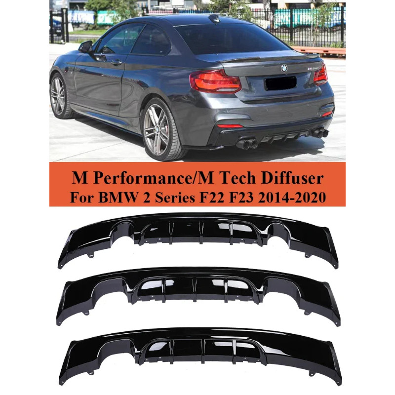 Gloss Black M Sport M Tech Rear Diffuser Bumper Body Kit For BMW 2 Series F22 F23 Carbon Fiber MP D