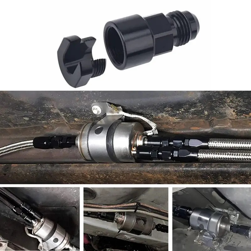 8AN 6AN Male Flare to 3/8" 5/16" Quick Disconnect Male Push On EFI Fitting Adapter Aluminum Black