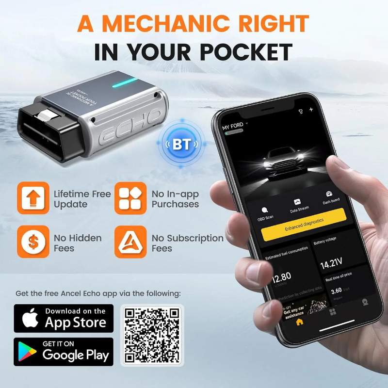 ANCEL Echo OBD2 Car Bidirectional Diagnostic Tool Bluetooth All System Oil EPB BMS Reset OBD2 Auto