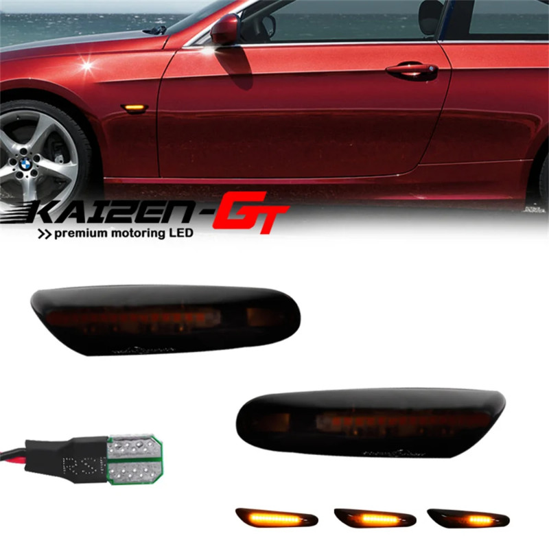 Sequential Amber / White LED Car Front Side Marker Turn Signal Lights For BMW 1 3 5 Series X1 X3 E8