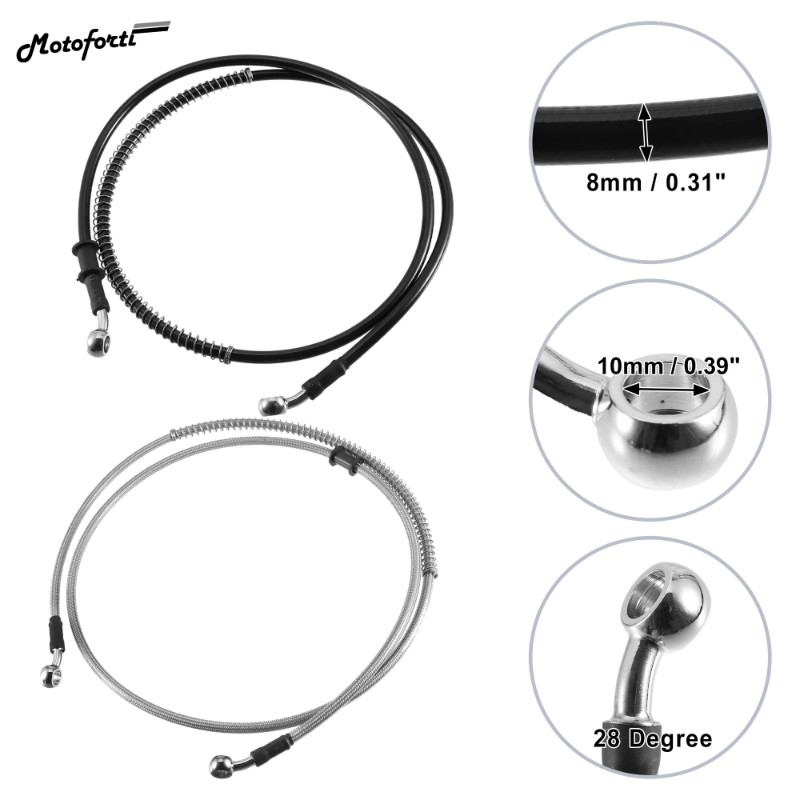 100cm to 200cm Long 28° 28° Car Brake Hose AN3 M10 Hydraulic Brake Line Oil Pipe Fitting Black Gray
