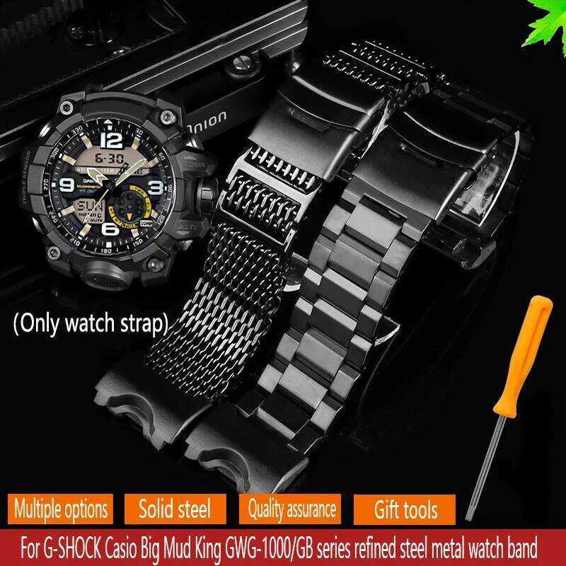 C Stainless Steel Watch Band For G-Sho Casio Big Mud King Modified Gwg-1000 Gb/Gg Gwg/Gsg100 Nylon