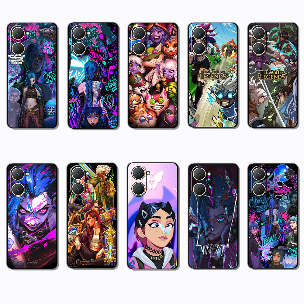 สําหรับ VIVO V27 V27E V29 S1 Pro V29E S7E S7 V2027 K14 League of Legends กรอบสีดํายืดหยุ่น TPU Soft 