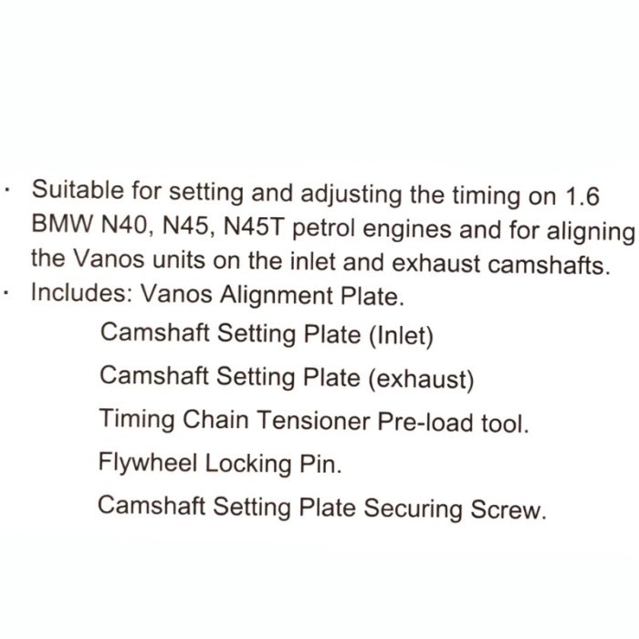 Engine Timing Tool Petrol Engine Setting Locking Kit For BMW 1.6 N40 N45 N45T Chain Drive