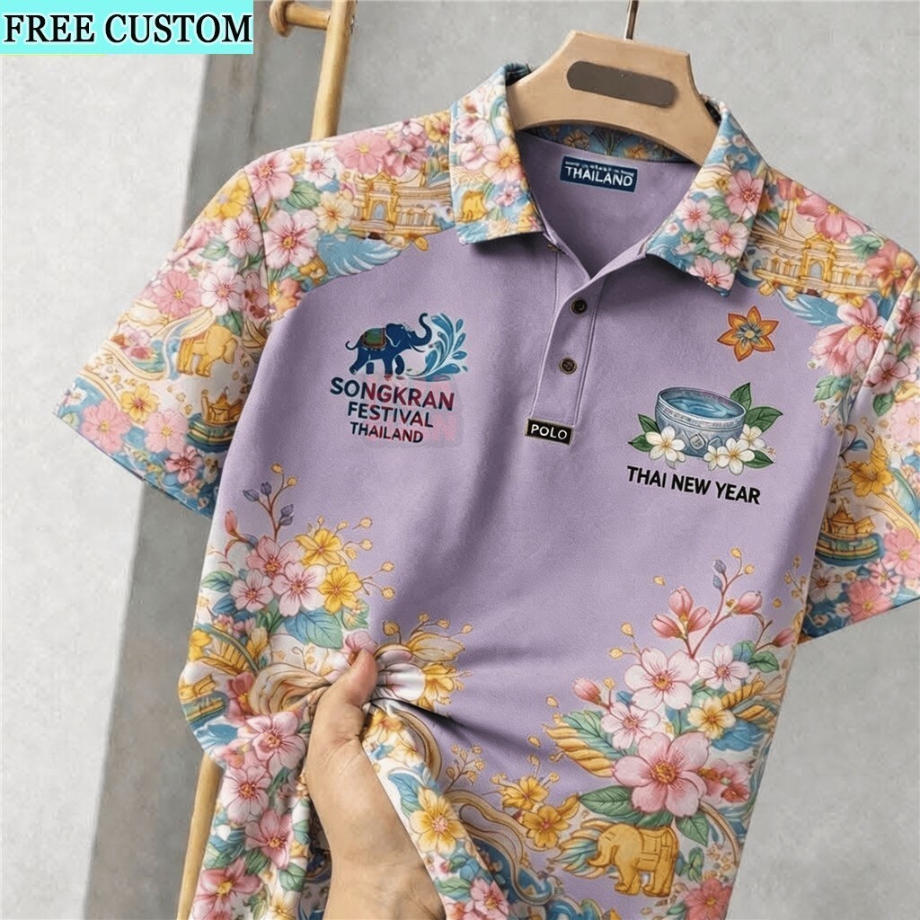 เสื้อโปโลทรงหลวมสำหรับสงกรานต์ ออกแบบใหม่สำหรับทั้งชายและหญิง เหมาะสำหรับฤดูใบไม้ผลิ
