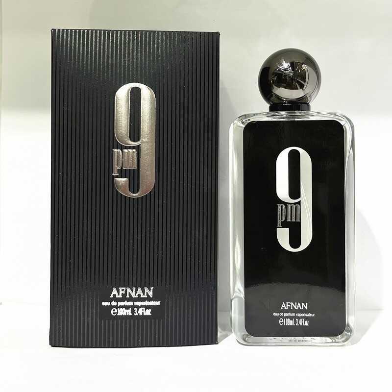 AFNAN 9PM Original คุณภาพสูงโลหะสีดํา 3D มาตรฐานน้ําหอมอาหรับดูไบน้ําหอมผู้ชาย