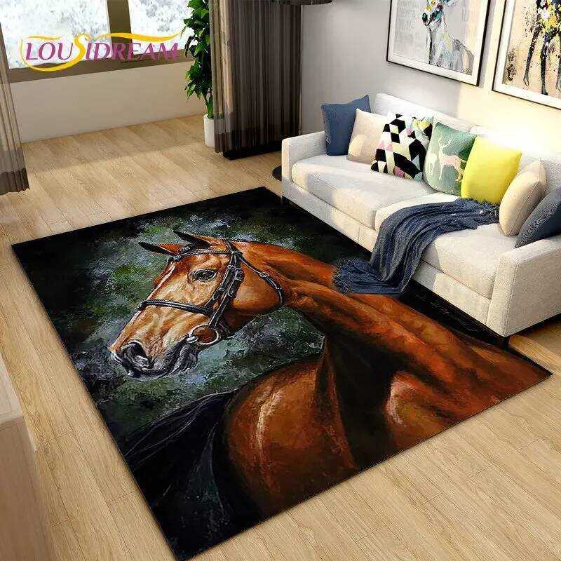 C C 3D Ligh Ury Modern Horse Area Rug Large,Carpe Rug For Living Room Bedroom Sofa,Kichen Bahroom D