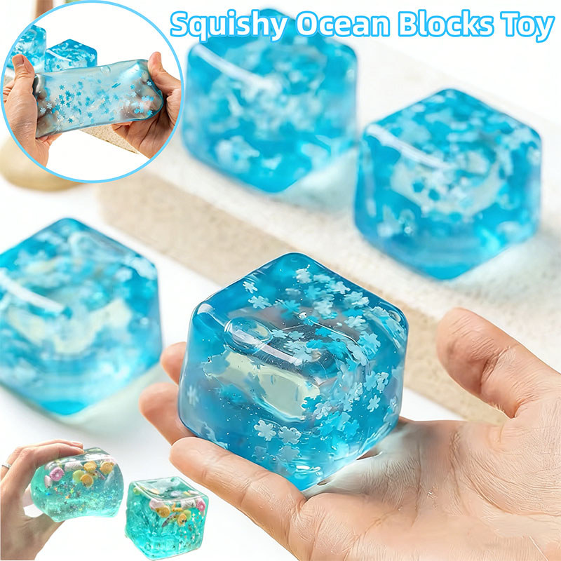 2PCS ผู้ใหญ่ Squishy Ocean บล็อกความเครียดลูกออทิสติก Sensory ของเล่นความเครียดความวิตกกังวลบรรเทา Fidget ของเล่น Maltose Water Ball ของขวัญสําหรับเด็ก