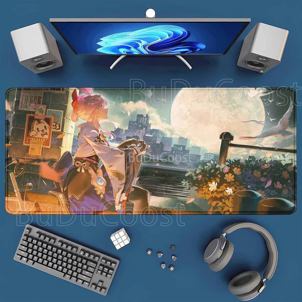 Mousepad Honkai Star Rail HSR Evanescia แผ่นรองเมาส์ PC XXL คีย์บอร์ดสําหรับเล่นเกม HD การพิมพ์คอมพิ