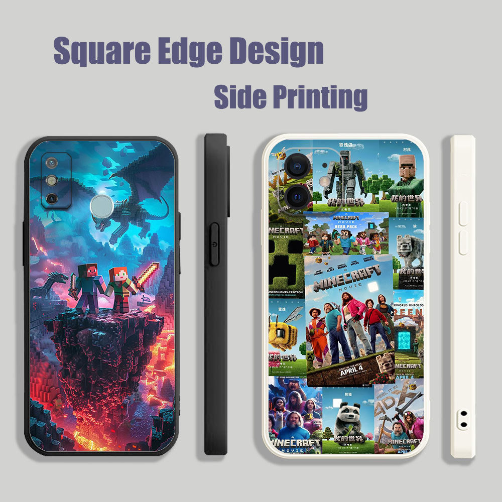 ปลอกสําหรับRealme C2 C3 8 8i 7i C35 C30 Pro Aภาพยนตร์Minecraft My World BOX08 เคสโทรศัพท์สแควร์ขอบ