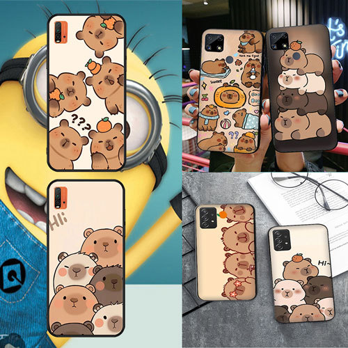 นุ่มสีดํา Samsung Galaxy S7 S7 Edge S8 S8 Plus S9 S9 Plus S10 S10E S25 S25 Ultra Capibalara เคสโทรศั