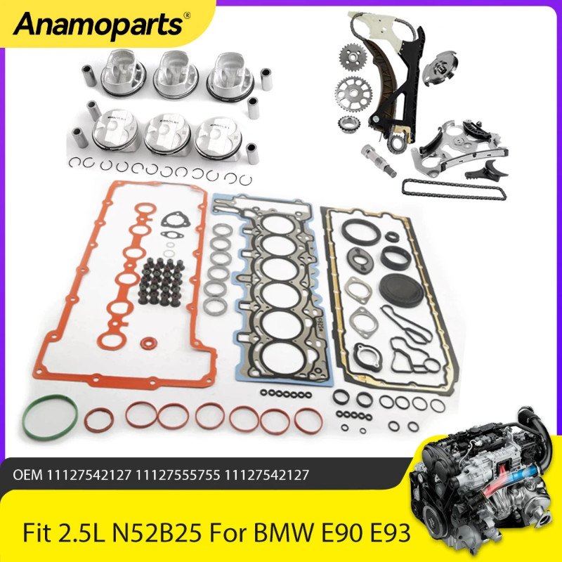 Engine Part Full Gasket Set Piston Timing Chain Kit Fit  2.5L L6 Gas N52B25 For BMW X3 Z4 E90 E93 E