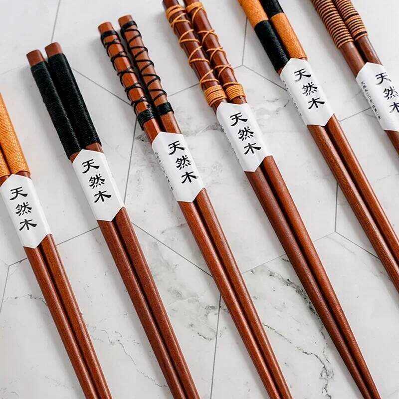 C 6 Pairs Wooden Chopstic Japanese Sushi Stic Handmade Wood Chopstick Long Chinese Food Chop Stic R