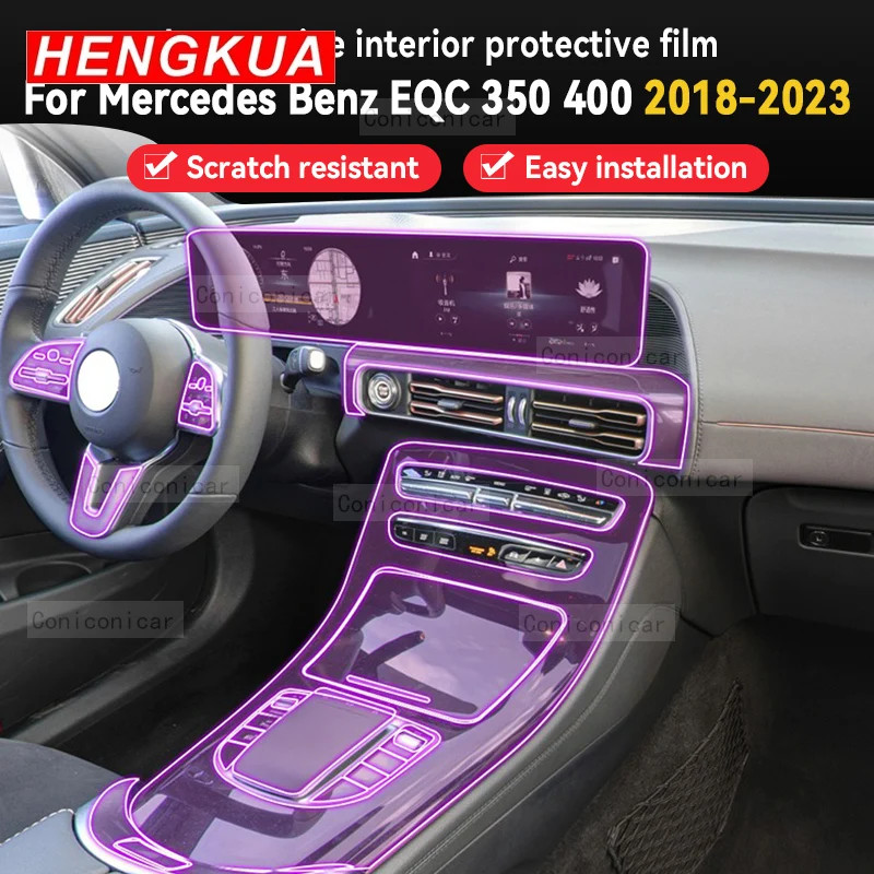 For Merceds Benz EQC 350 400 2018-2023 Car Panel Film Dashboard Protective Sticker Interior Anti-Sc