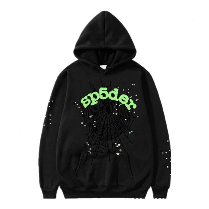SP5DER Spider Web พิมพ์ Hoodie และแบรนด์อินเทรนด์ขนาดใหญ่หลวมผู้ชายและผู้หญิง Hooded Sweatshirt S