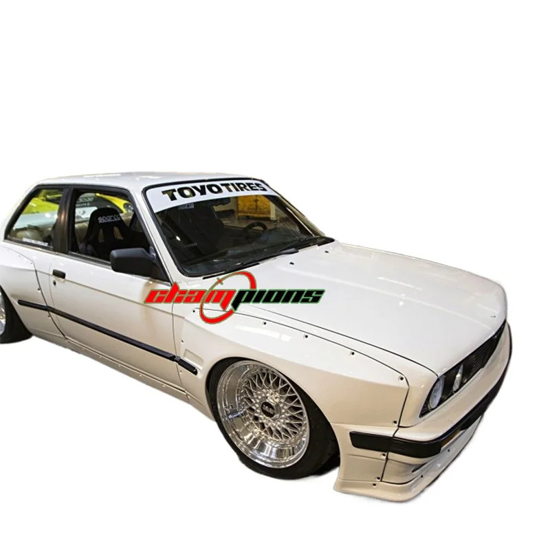 Fiberglass RB Style Front Lip Front Fender Side Skirt Rear Fender Rear Spoiler For BMW E30 Coupe On
