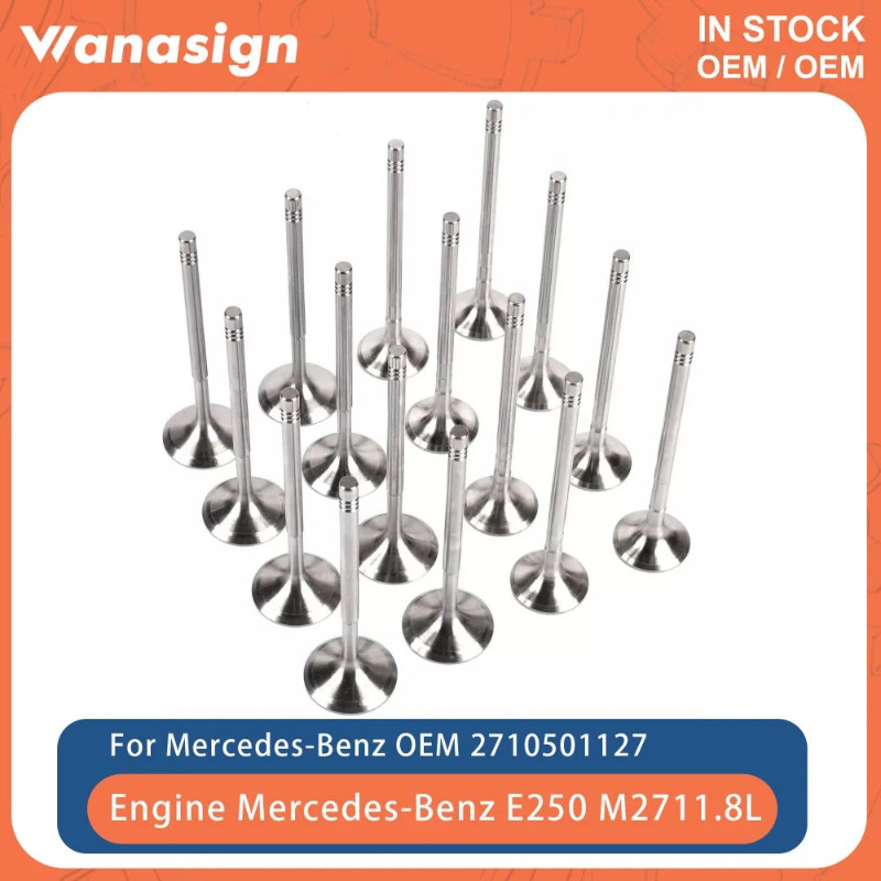 16PCS Engine Intake & Exhaust Valve Set Fit 1.8 L For Mercedes-Benz C200 E250 CGI W204 W212 R172 C2