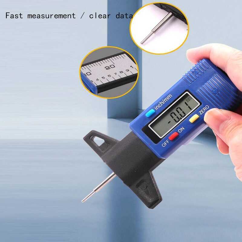 C Digital Depth Gauge Caliper Tread Depth Gauge LCD Tire Tread Gauge For Car Tire 0-25.4Mm Measurer