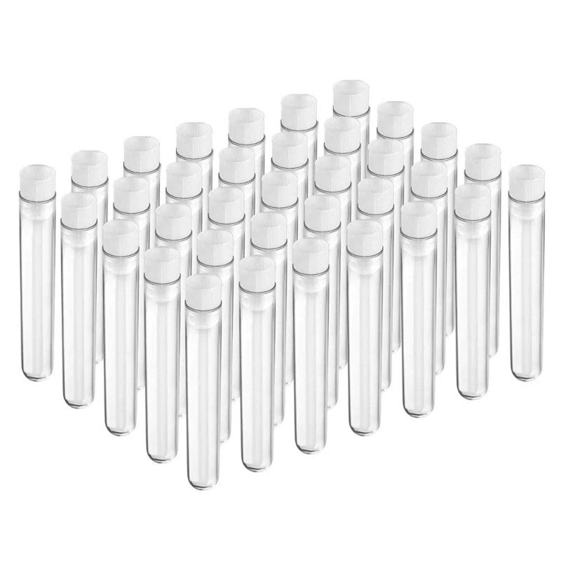 100pcs / New High Quality Plastic Test Tube 12mm * 100mm Transparent Plastic Test Tube With Lid Lab