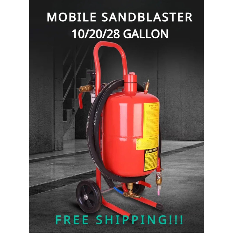 FS!!10/20/28 Gallon Mobile Sandblasting Machine Sandblaster for Oxidation Tank Type Bucket Rust Rem