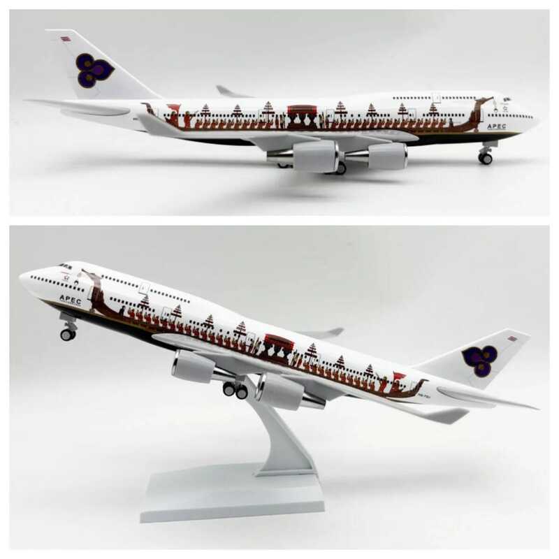 C M Airplane 1/250 Scale 30Cm B747 Thai Airways Dragon Boat With Wheel Diecast Resin Toy Aircraft C