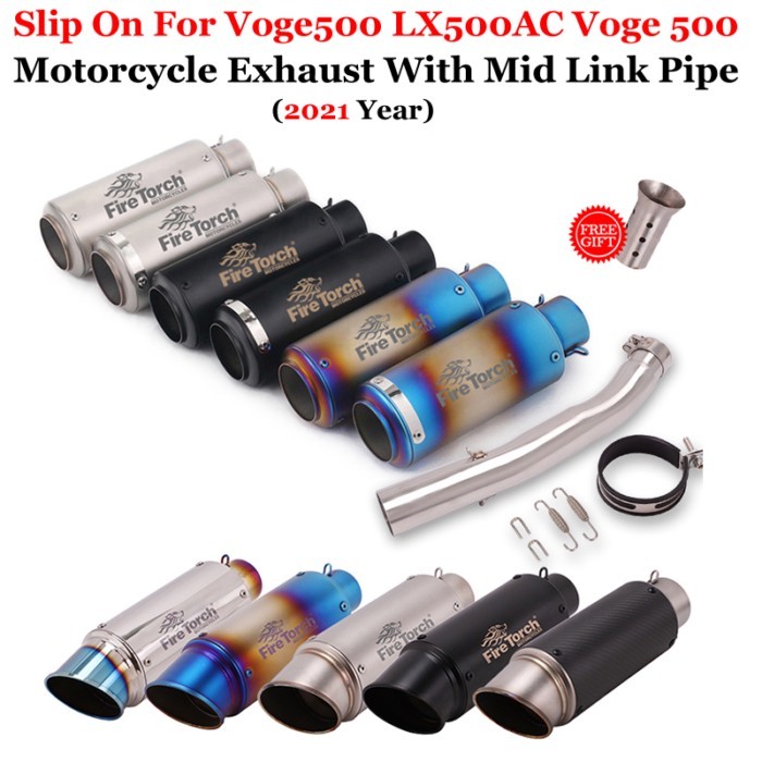 Slip On For Voge 500 Voge500 LX500AC LX500 AC 2021 Motorcycle Exhaust Middle Link Pipe With Muffler
