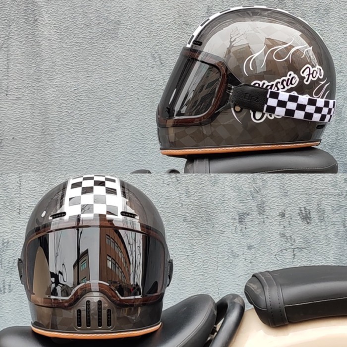 ORZ retro motorcycle helmet, men's and women's full helmets, interchangeable windshields