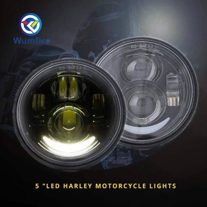 2PCS 5" LED Fat Bob Motorcycle Headlight For  Sportster Motorbike Headlight LED Motorcycle Head Lig