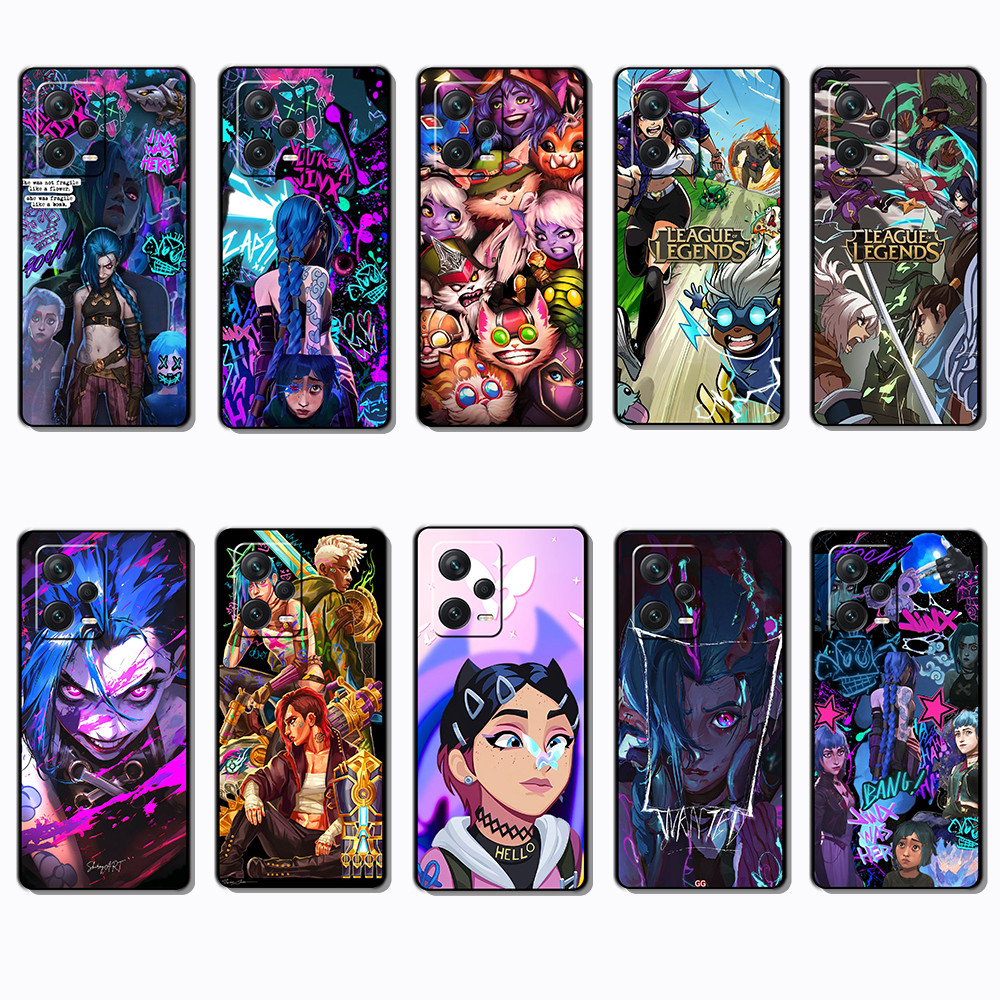 สําหรับ Xiaomi Poco M4 M5S F2 F3 F4 F5 X4 GT Pro K14 League of Legends กรอบสีดํายืดหยุ่น TPU Soft Ca