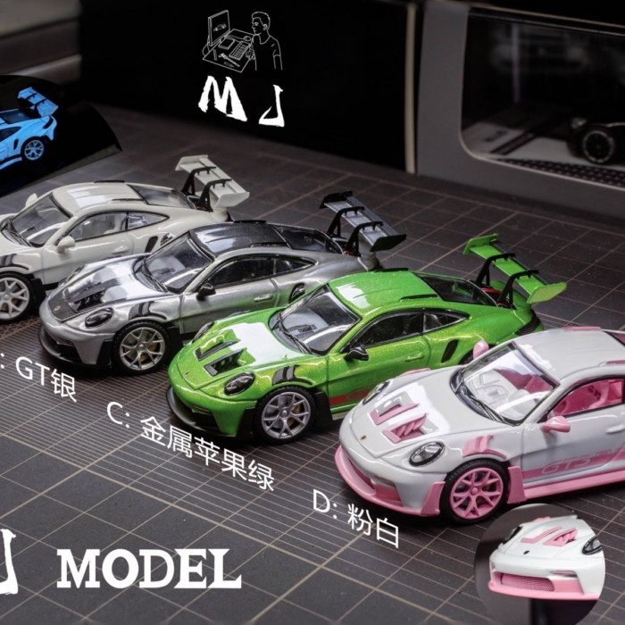 MJ 1/64 Porsche 911GT3 RS รถรุ่นจําลองคอลเลกชันเครื่องประดับของขวัญวันเกิดเด็ก