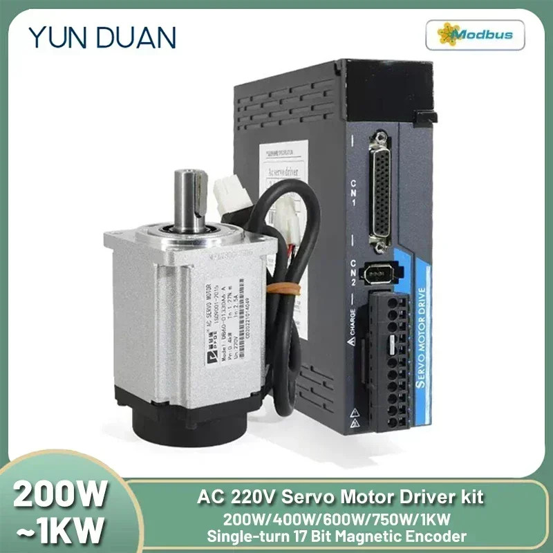 200W/400W/600W/750W/1KW AC220V Servo Motor Driver Kit Magnetic 17bit Absolute Encoder 60/80mm Servo