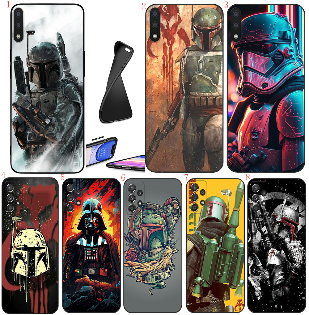 Samsung A05 s A06 A16 A07 A17 A12 A13 A14 A15 S25 FE T5 Boba Fett เคสโทรศัพท์สีดํานุ่ม