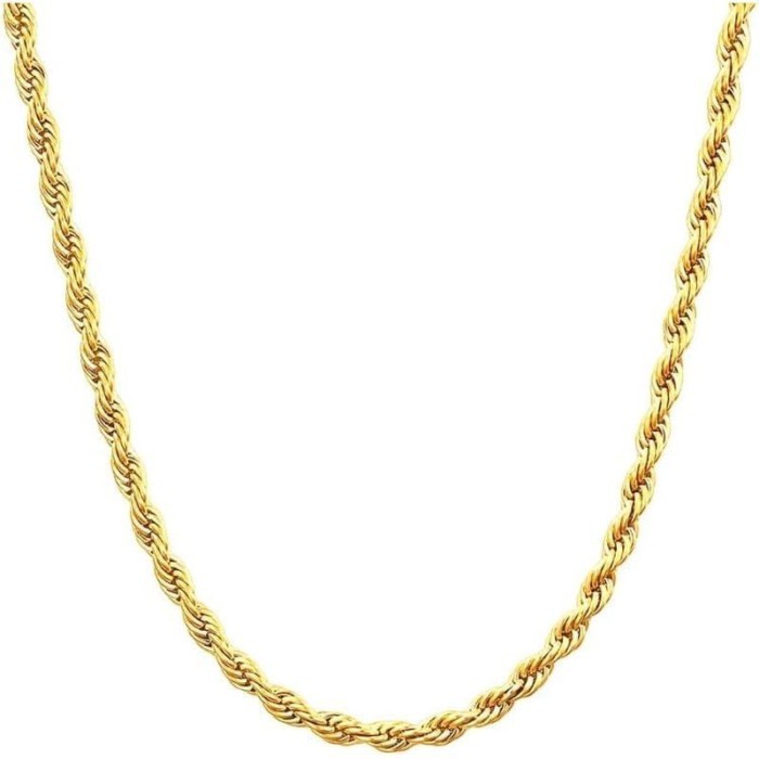สร้อยคอเชือกบิด ทองคำบริสุทธิ์ 14K ขนาดเส้น Durch 1.5 - 4.2 มม., ความยาว 16 - 36 นิ้ว