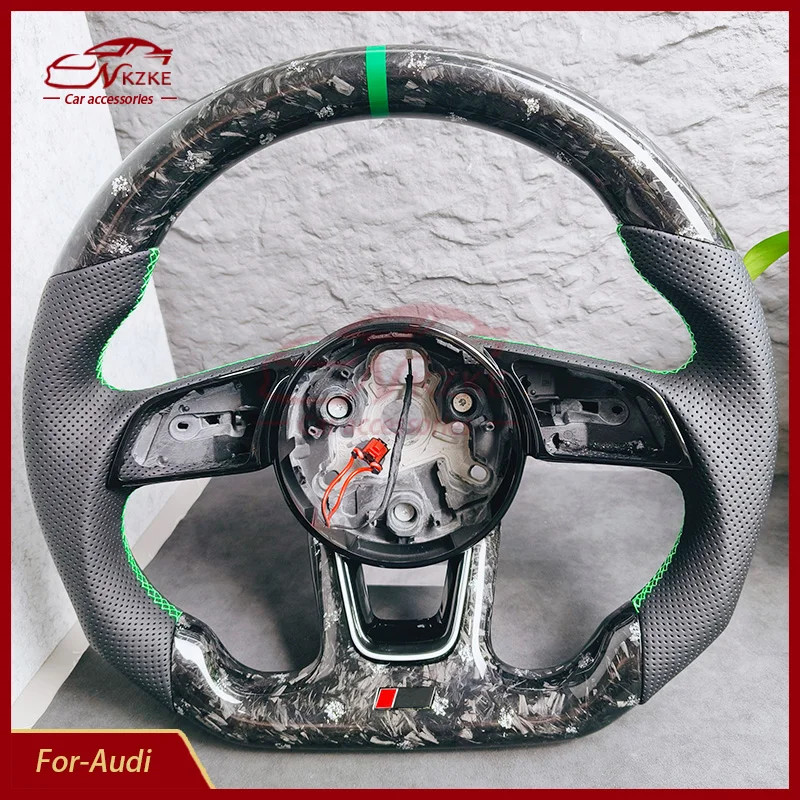 Forged Carbon Fiber Steering Wheel, Suitable For Audi A4 B9 A3 8Y S3 S4 RS3 RS4 Models, With Heatin