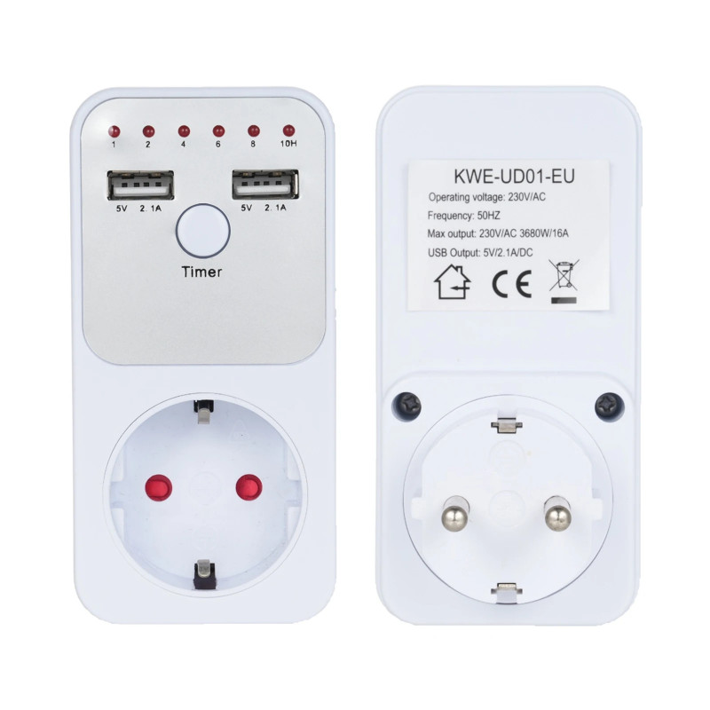 Intelligent Programmable Countdown Timer Socket Electronic Timer Switch Surge Protector Outlet Dual