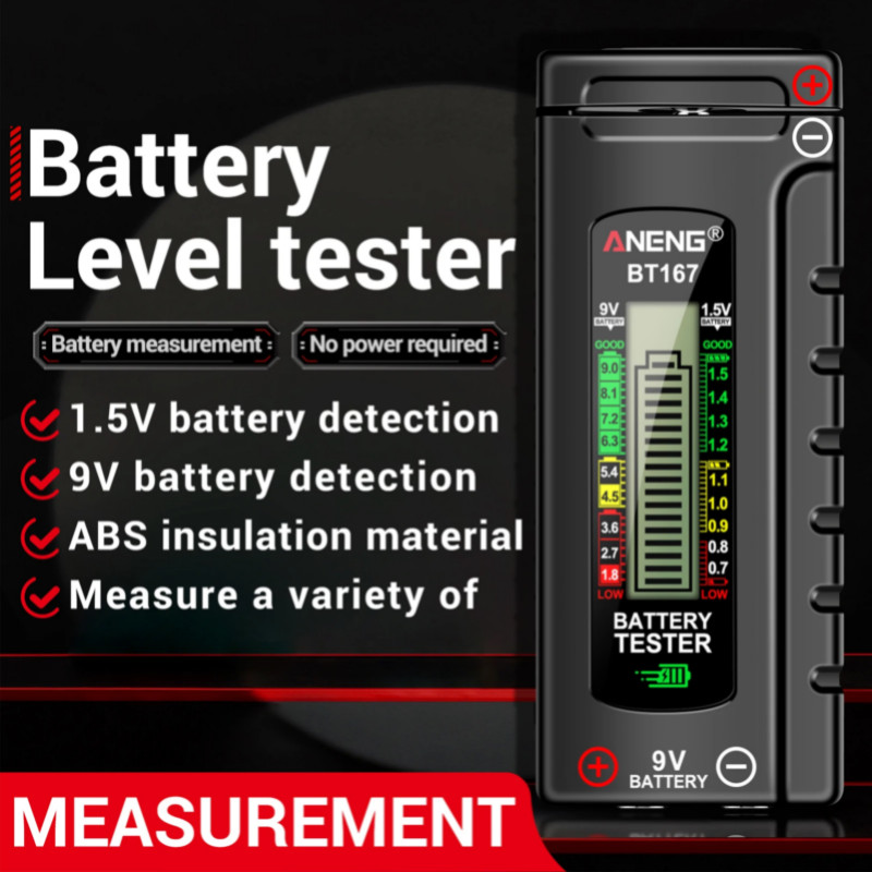 ANENG Digital Battery Level Tester Easy Push and Pull Portable Battery Detection for D C AA AAA 1.2