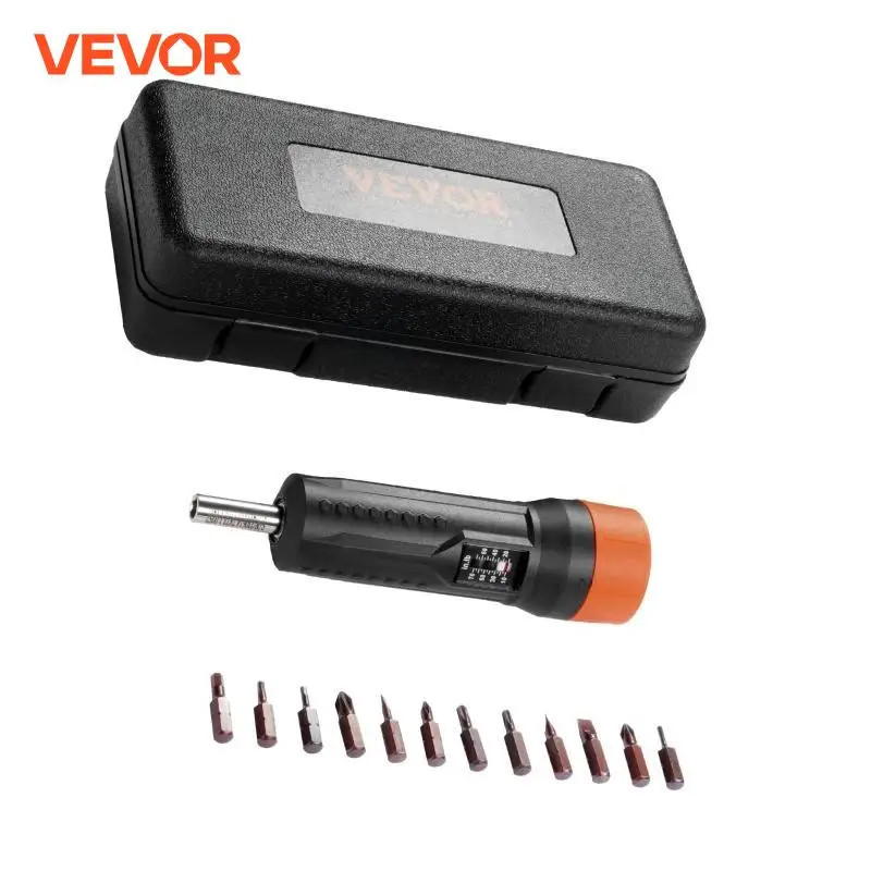 VEVOR 1/4" Torque Screwdriver Drive Screwdriver Torque Wrench, Driver Bits Set with View Window 10-